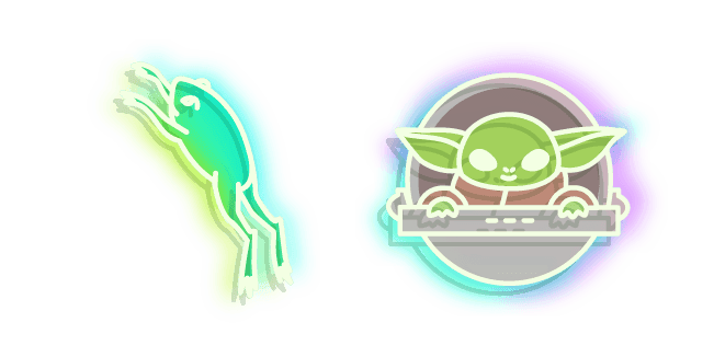 Neon Baby Yoda and Frogcustom cursor pack