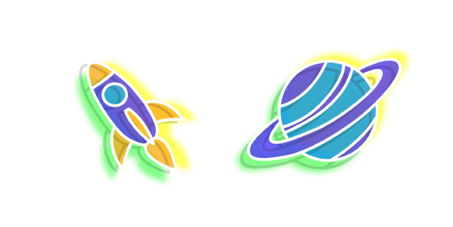 Neon Rocket and Planetcustom cursor pack