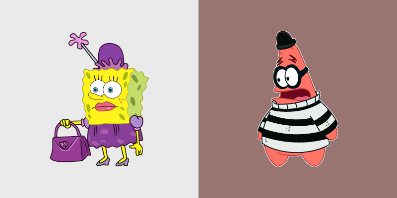 Cute Cursor Pack - Lady SpongeBob & Robber Patrick