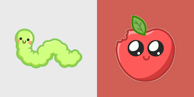 Cute Cursor Collection: Worm & Apple