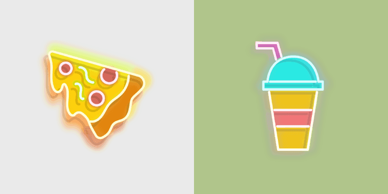 Neon Cursor Pack - Pizza & Drink Delight