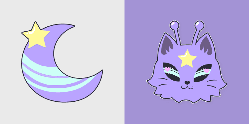 Cute Cursor Pack - Purple Alien Cat