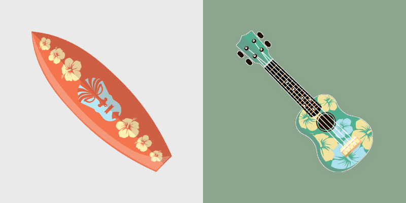 Hawaiian Surf & Ukulele Cute Cursor Pack