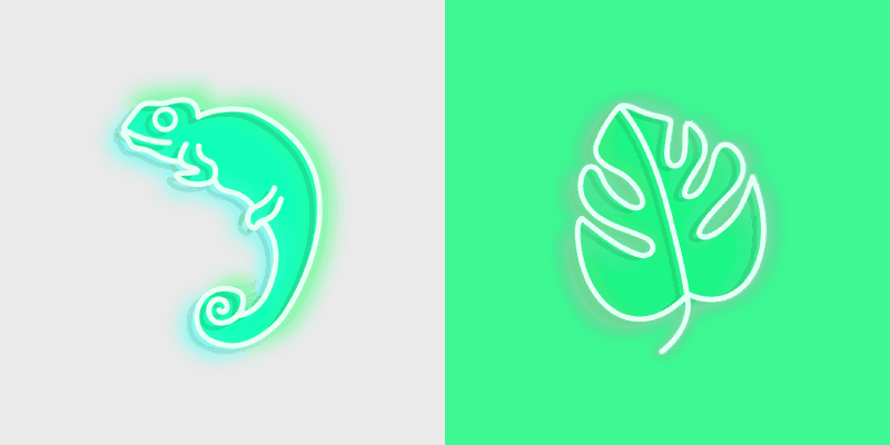 Cute Cursor Pack - Green Chameleon & Monstera