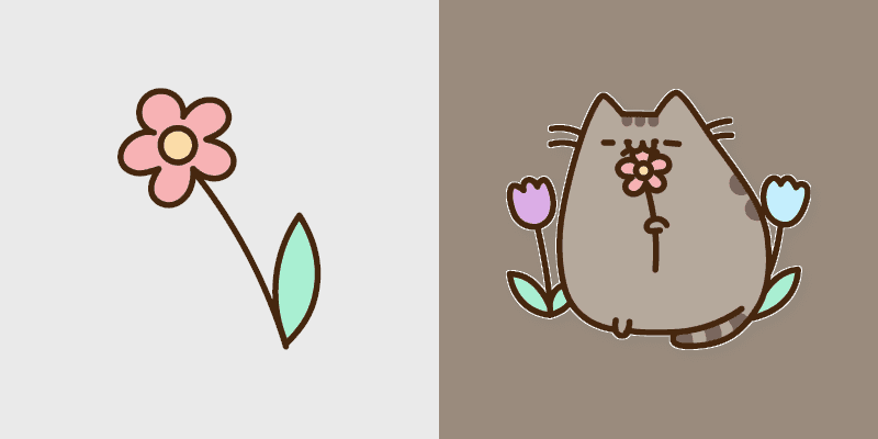 Cute Cursor Pusheen and Spring Blossom