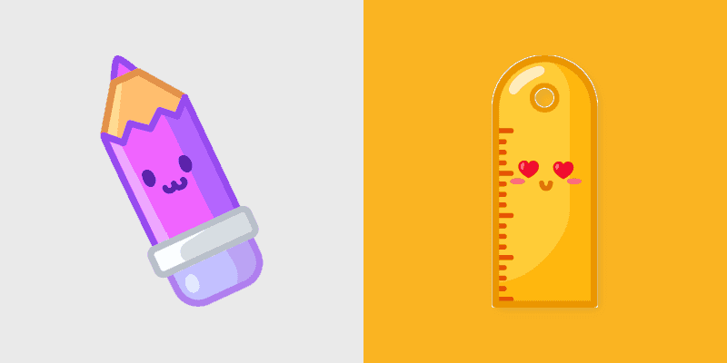 Cute Cursor Pack: Purple Pencil & Ruler