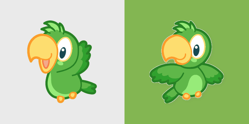 Kawaii Custom Cursor Pack - Green Parrot Delight