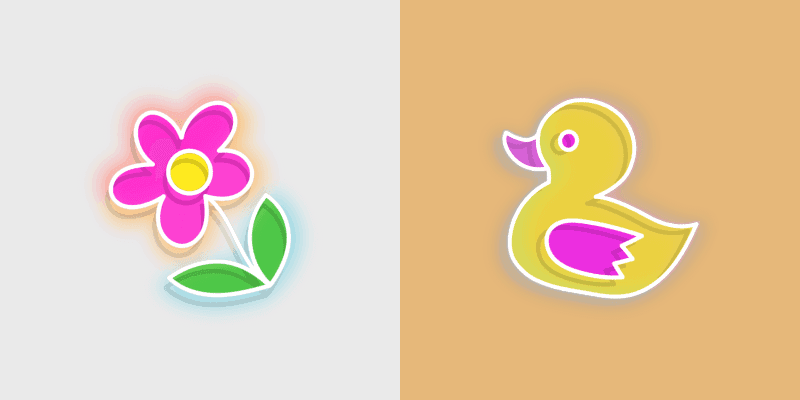 Neon Cute Cursor Pack - Flower & Duck