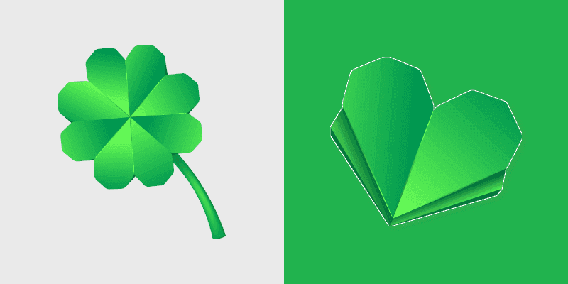 Custom Cursor Pack - Origami Clover and Green Heart