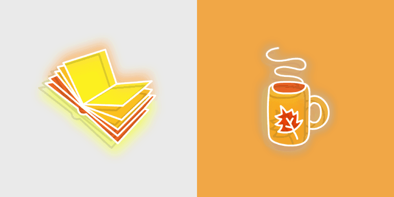 Cute Cursor Delight: Fall-Inspired Neon Book and Tea Pack