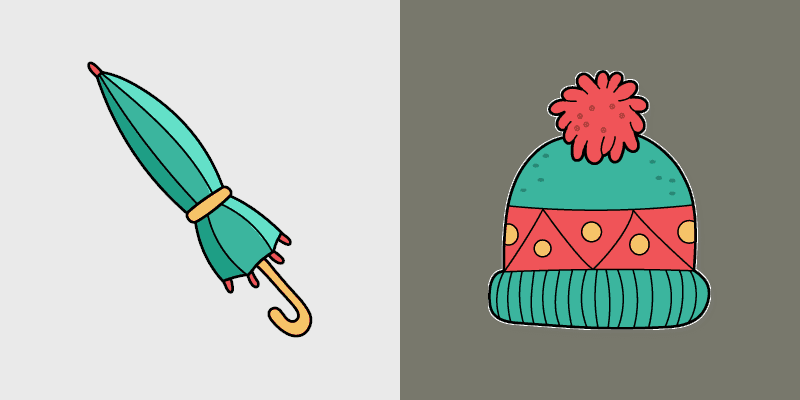 Custom Cursor Pack - VSCO Girl's Green Umbrella and Hat