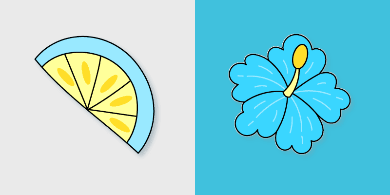 VSCO Girl's Cute Blue Flower and Lemon Slice Custom Cursor