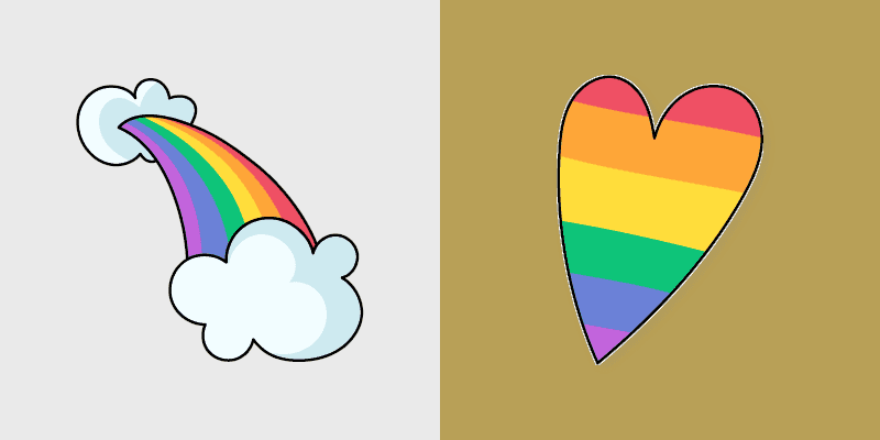 Cute Cursor Pack - Rainbow Clouds & Heart for VSCO Girls