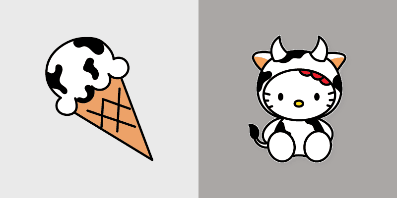 Cute Cursor Pack - Hello Kitty Cow and Ice Cream