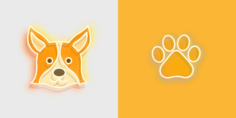 Custom Corgi Dog and Paw Neon Cursor Pack