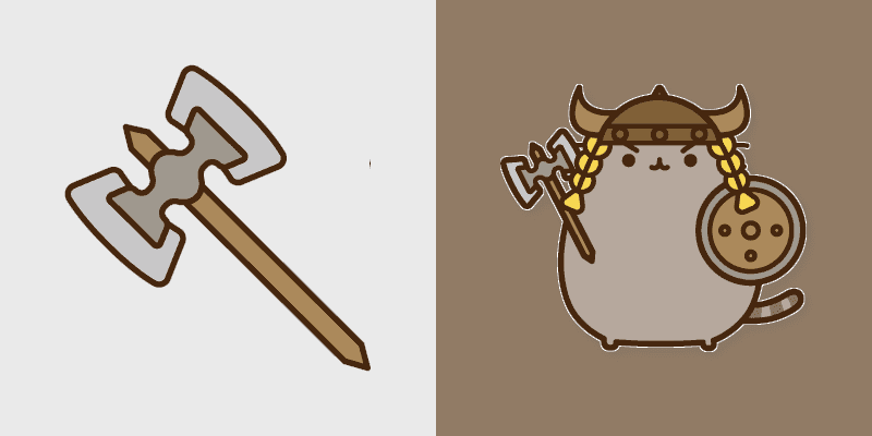 Cute Cursor Pack: Dragonborn Pusheen and Axe