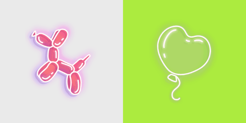 Custom Cursor Pack - Neon Dog & Heart Balloons