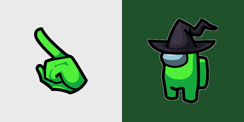 Cute Cursor: Among Us Lime Character with Witch Hat