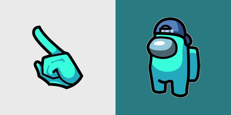 Cute Cursor Pack - Among Us Cyan with Backwards Cap
