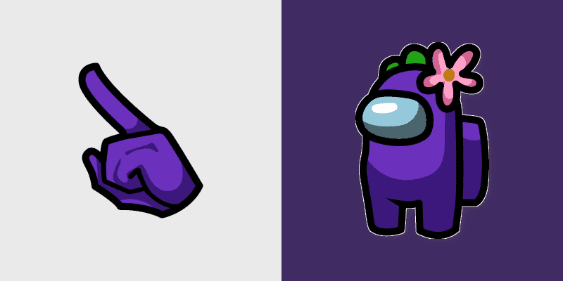 Cute Cursor Pack - Purple Among Us Character with Flower Hat