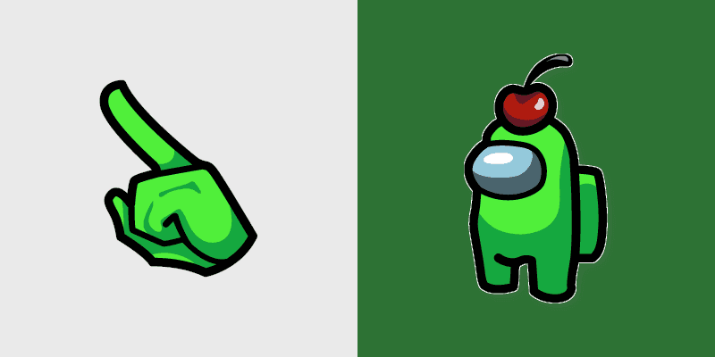 Cute Cursor Pack - Lime Among Us Character with Cherry Hat