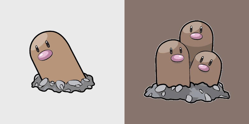 Cute Cursor Diglett & Dugtrio