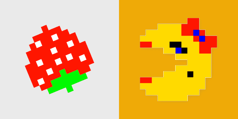 Cute Cursor Pac-Man and Strawberry