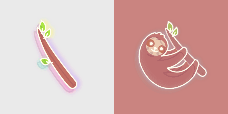 Cute Cursor Pack - Neon Sloth & Branch