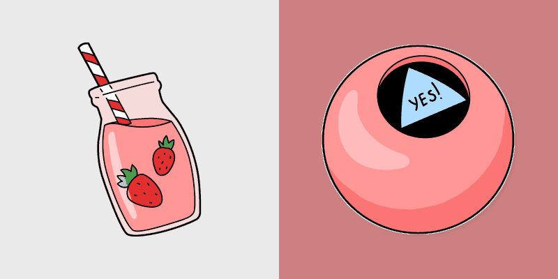 Custom Cursor Pack - VSCO Girl Magic Ball and Strawberry Sip