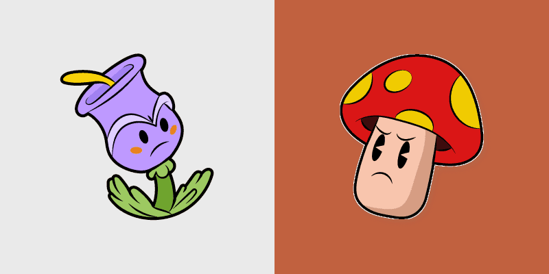 Cute Cursor Pack: Cuphead's Terrible Tulip & Murderous Mushroom