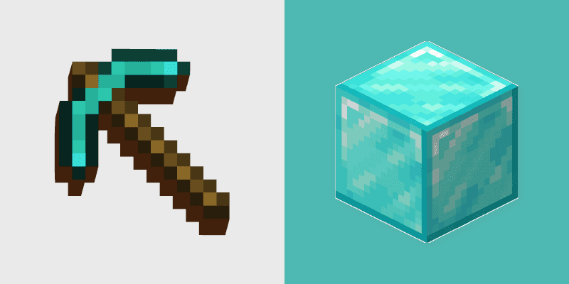 Minecraft Cute Cursor Pack - Diamond Pickaxe & Block