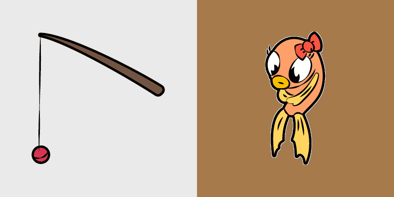 Cute Cursor Cuphead Angel Fishing Rod Pack