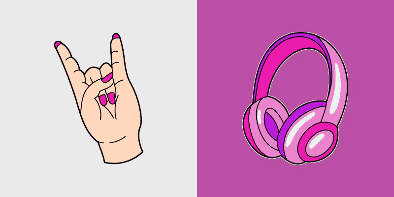 Cute Cursor Pack - Rock Sign & Pink Headphones