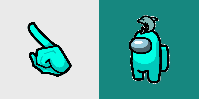 Cute Cursor Pack: Teal Dolphin Hat Among Us