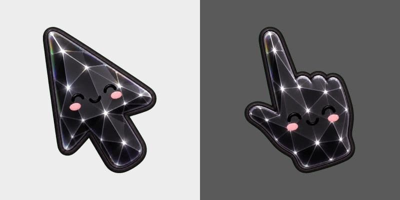 Cute Stylish Modern Obsidian Crystal custom cursor pack preview for Chrome, Edge and Windows