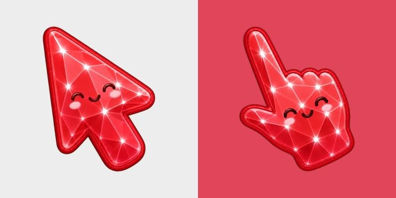Cute Stylish Modern Ruby Crystal custom cursor pack preview for Chrome, Edge and Windows