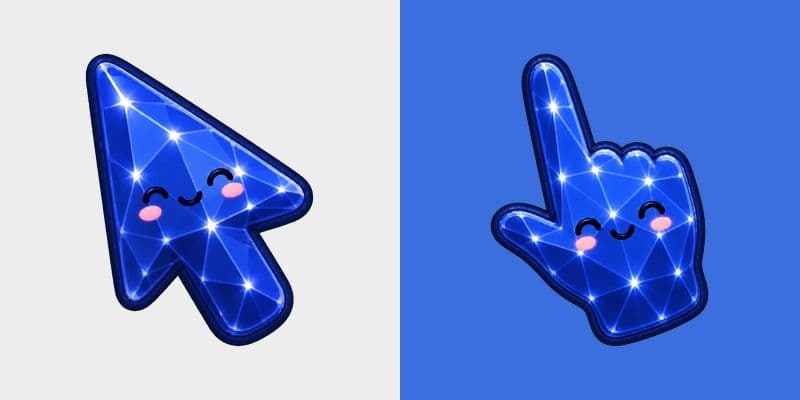Cute Stylish Modern Sapphire Crystal custom cursor pack preview for Chrome, Edge and Windows