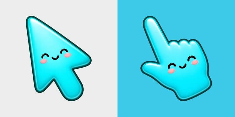 Cute Stylish Modern Sky Cyan custom cursor pack preview for Chrome, Edge and Windows