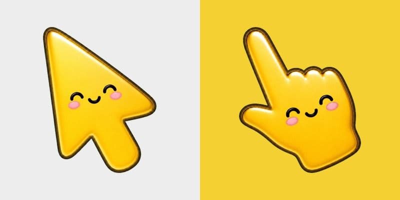 Cute Stylish Modern Sunshine Yellow custom cursor pack preview for Chrome, Edge and Windows