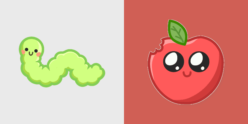 Cute Cursor Collection: Worm & Apple