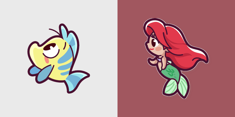 Cute Cursor Pack: Ariel & Flounder