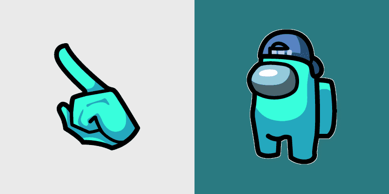 Cute Cursor Pack - Among Us Cyan with Backwards Cap